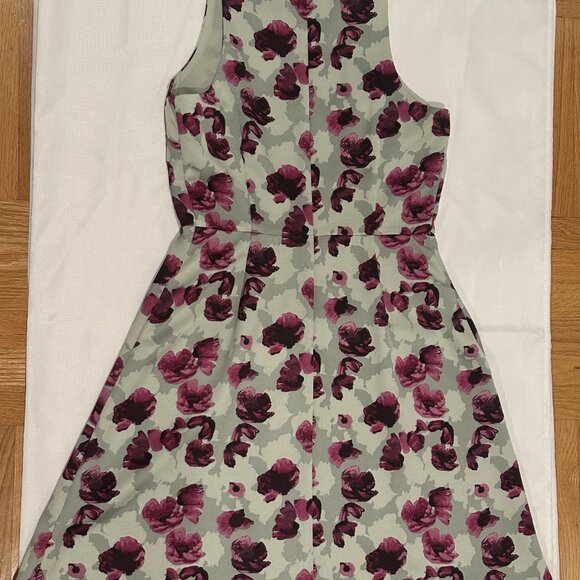 Banana Republic Watercolor Floral Fit & Flare Dress - Sage & Plum - Size 8 - Picture 6 of 6